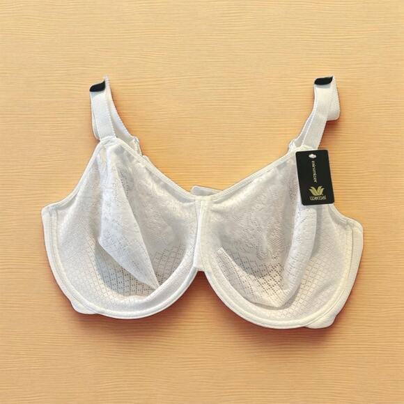 Wacoal Minimizer Bra 44DD Sheer Lace Underwire White 3 Hooks Style #857210 NWT - Picture 1 of 8